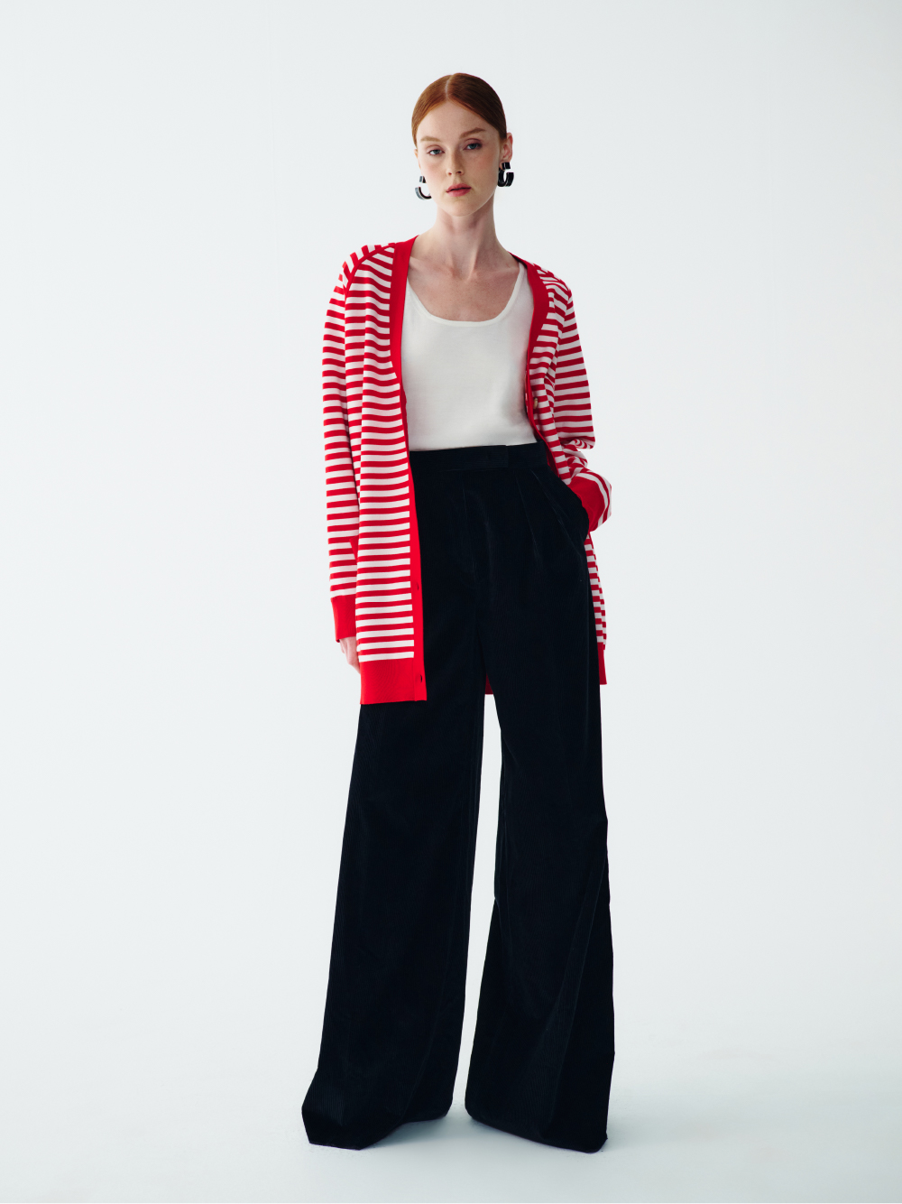 Cardigan A Righe Rosse E Bianche Intrend